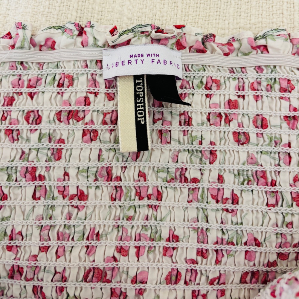 Topshop Floral White and Pink Mini Dress US Women’s Size 8 Pretty Summer Dress - Picture 9 of 10